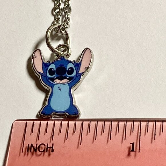 Vintage Disney Lilo & Stitch Charm Necklace 18" Signed Aulani Ohana Blue Alien - Picture 6 of 7